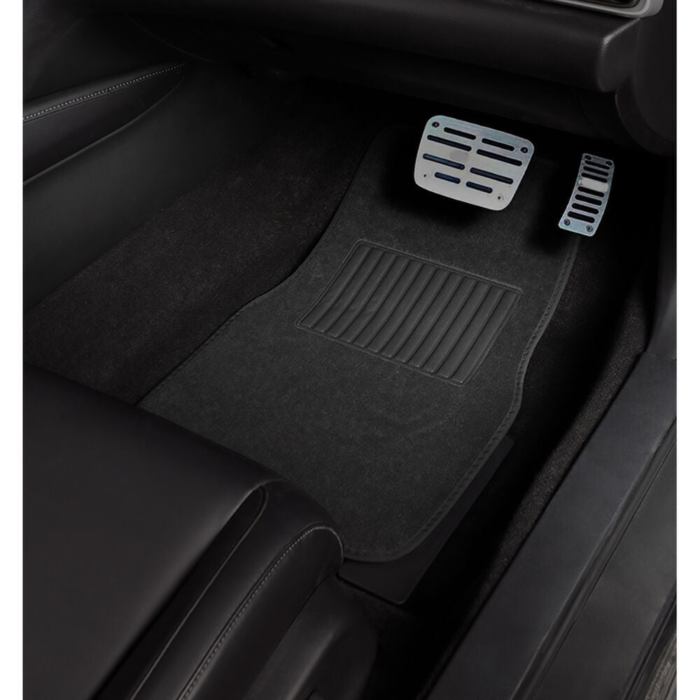 Premium Universal Heavy Duty Black Carpet Car Floor Mats 4 Piece Set