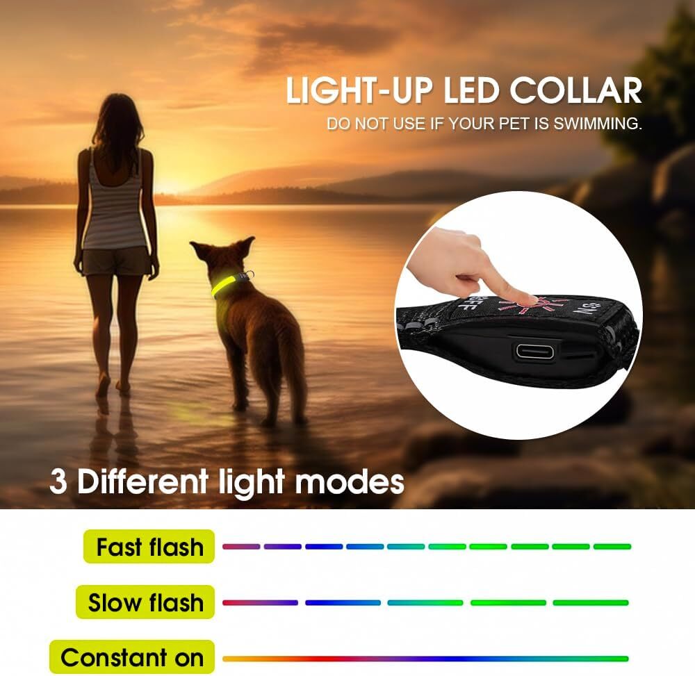Living Today 50cm Rechargeable LED Pet Collar - Bright, Adjustable, Durable - SuperSaverAU - view 7