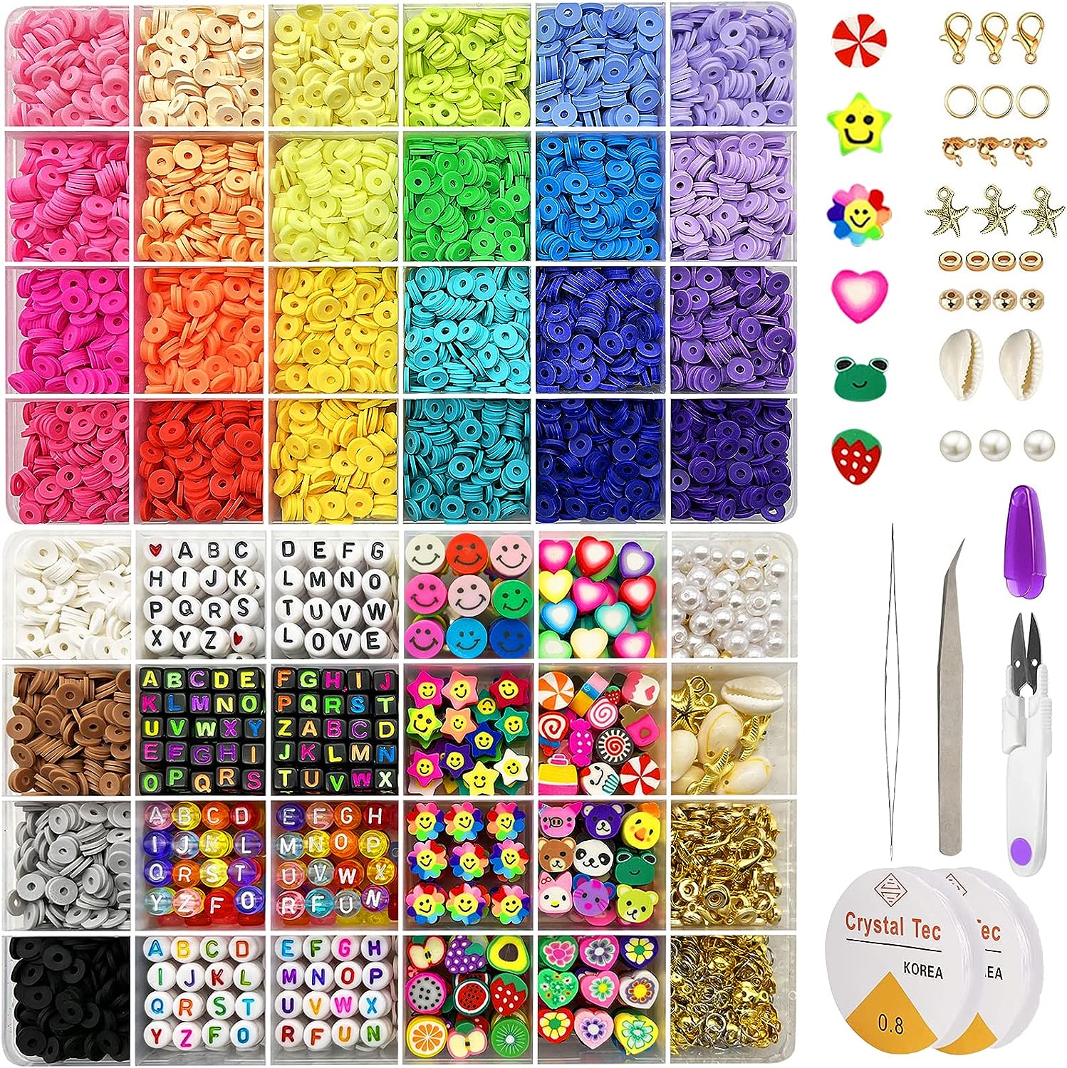 Theli Craft 7860pcs 28 Colors 6mm Polymer Clay Bead Jewelry Making Kit - SuperSaverAU - view 1