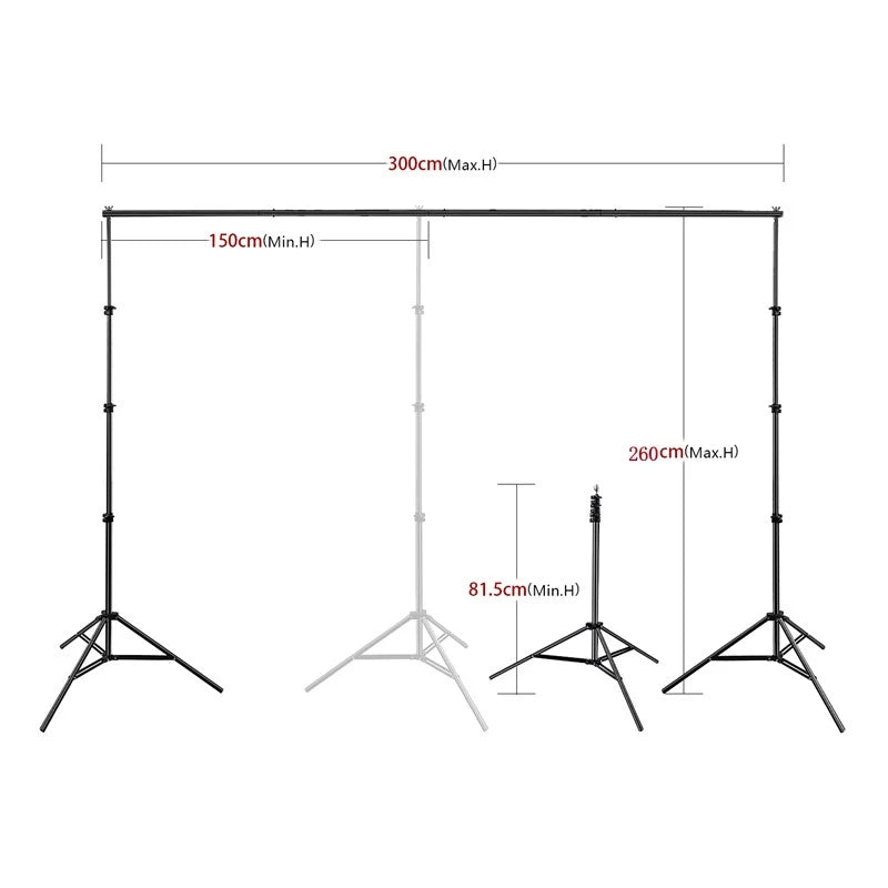 Premium 2.6m x 3m Heavy Duty Photography Backdrop Support System