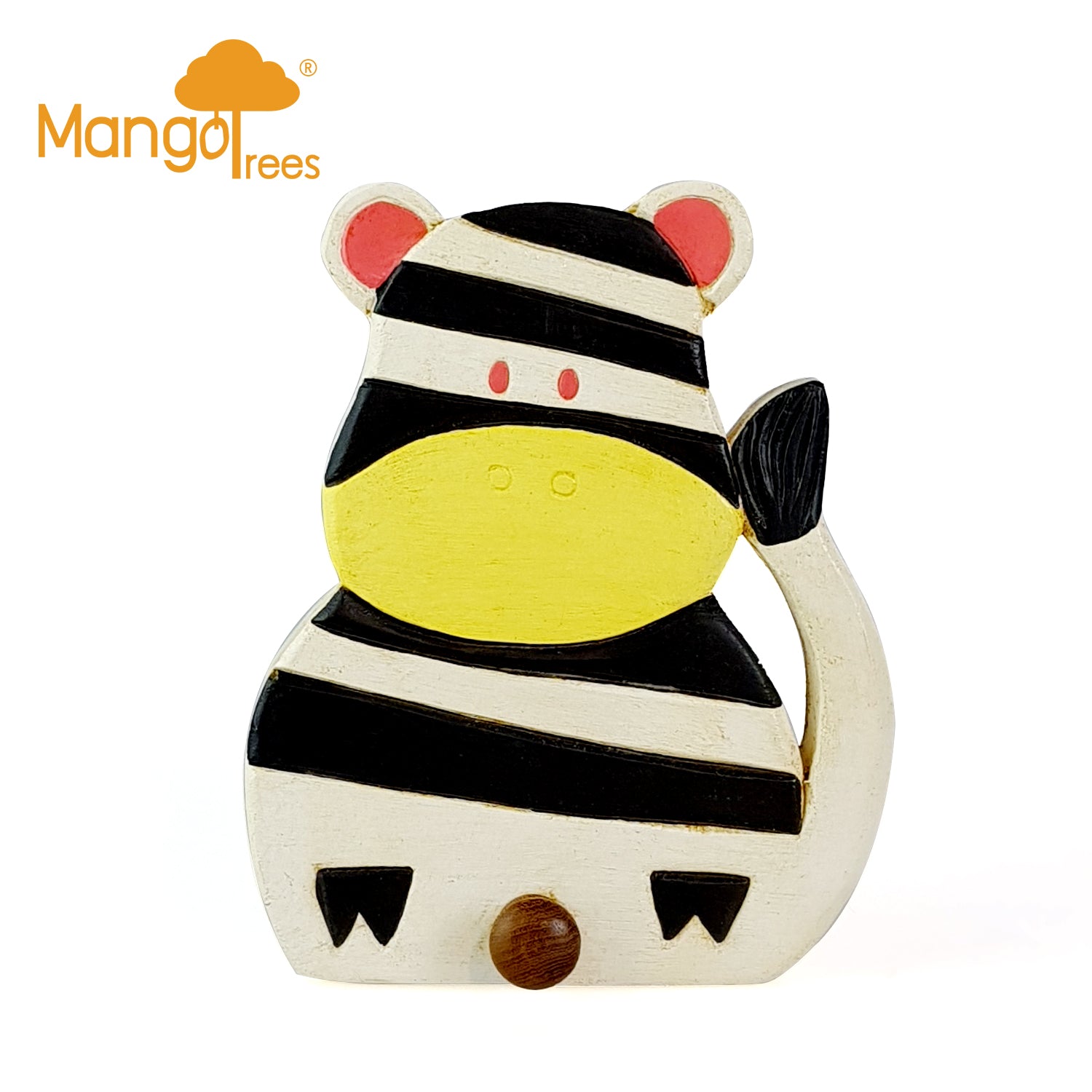 Mango Trees Kids Wooden Wall Hook - Zebra 23 x 18 cm, Hand Carved, Non-toxic - SuperSaverAU - view 1