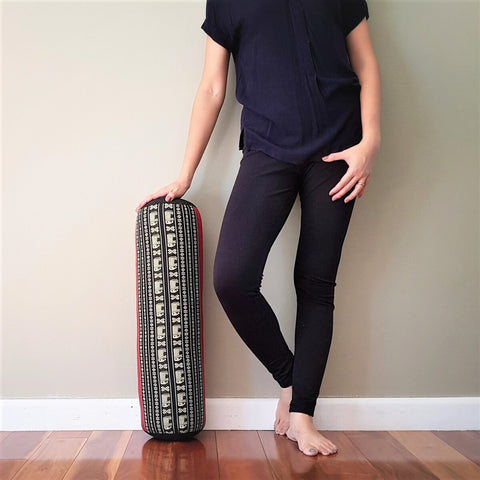 Thai Yoga Bolster Prop Kapok Filled 65x16x16cm Handmade Cotton Red - SuperSaverAU - view 1