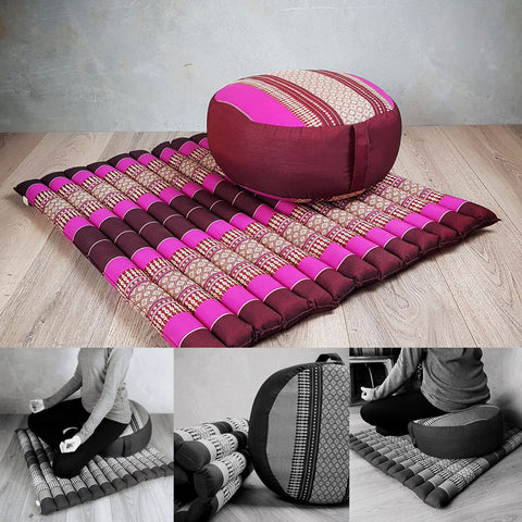 Thai Zafu & Zabuton Meditation Cushion Set Pink with 100% Organic Kapok - SuperSaverAU - view 1
