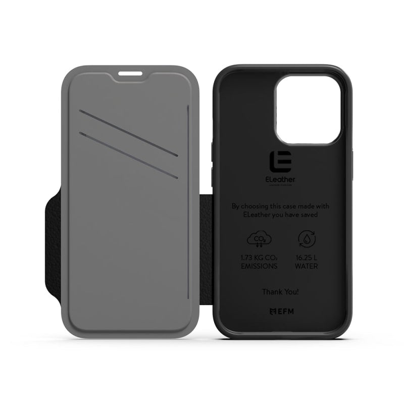 EFM Monaco Leather Wallet Case Armour with D3O 5G Signal Plus for iPhone 13 Pro (6.1" Pro) - Black - SuperSaverAU - view 5