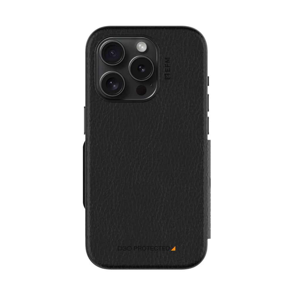 EFM Monaco E-leather Wallet Case Armour With D3O Plus Suits Iphone 15 Pro (6.1") - Black/Space Grey - SuperSaverAU - view 1