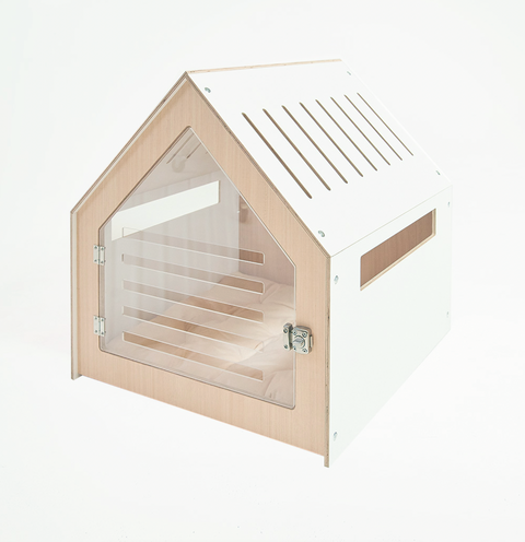 Modern Pet House Dog Crate with Acrylic Door & Cushion, 58x58x63 cm, Indoor Use - SuperSaverAU - view 1