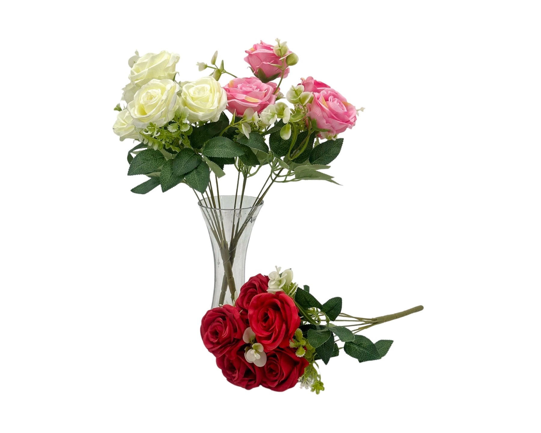 bulk 24 Artificial Rose 6 Branches 3 Assorted 10x40cm - SuperSaverAU - view 1