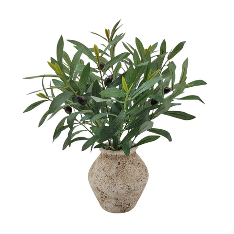Artificial Olive Branches in Ceramic Pot 49cm - Realistic Foliage Decor - SuperSaverAU - view 1