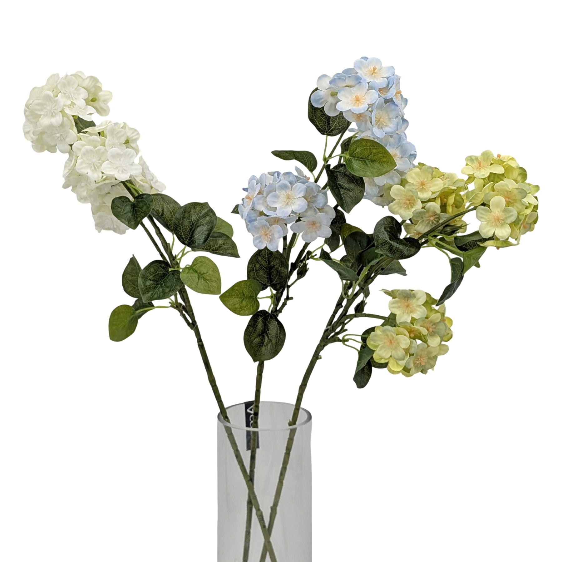 Premium 24 Pack Artificial Mini Hydrangea 3 Head Stems 69cm Assorted Colours