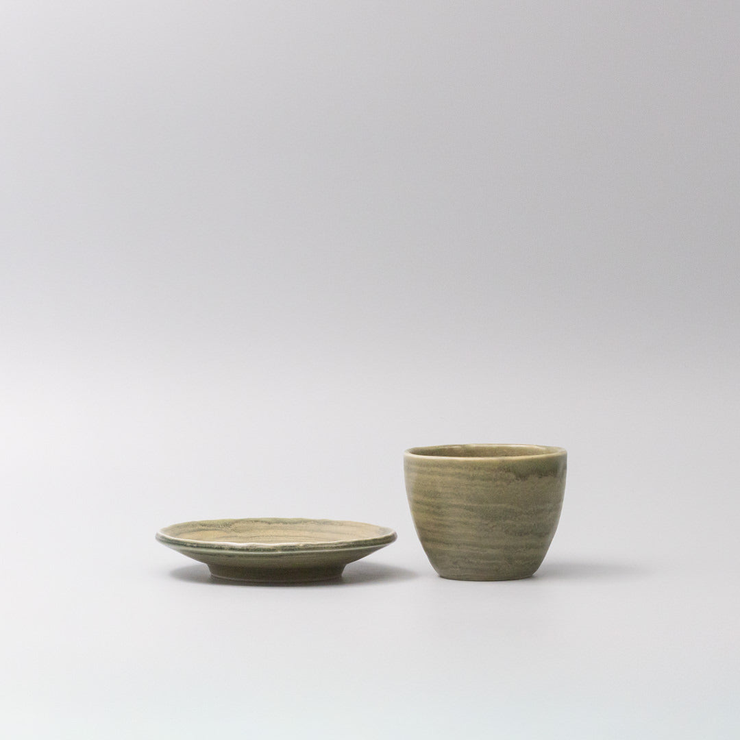 Premium Washed Fern Ceramic Saucer Microwave Safe - Green, 14cm