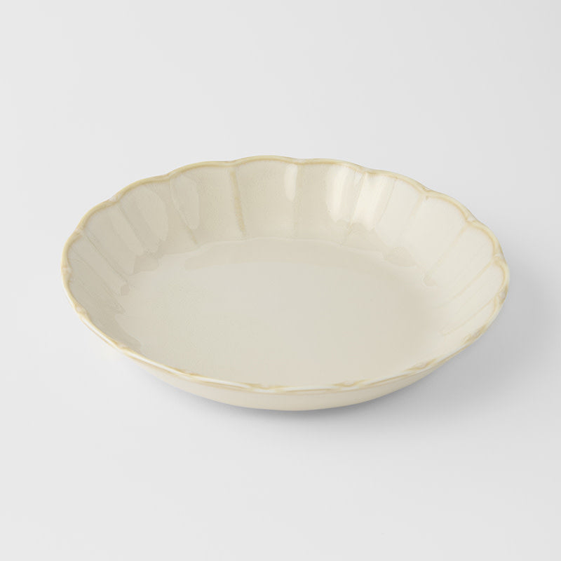 Premium High Rim Plate – White Ivory Rinka Glaze 21.8cm