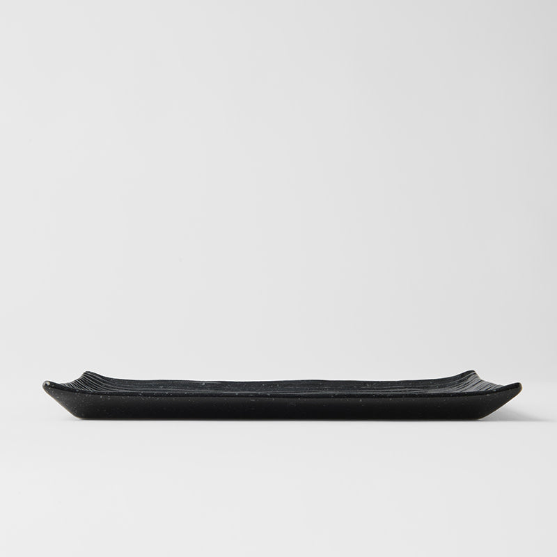 Premium Ceramic Sushi Plate – Black Contour Glaze 24cm