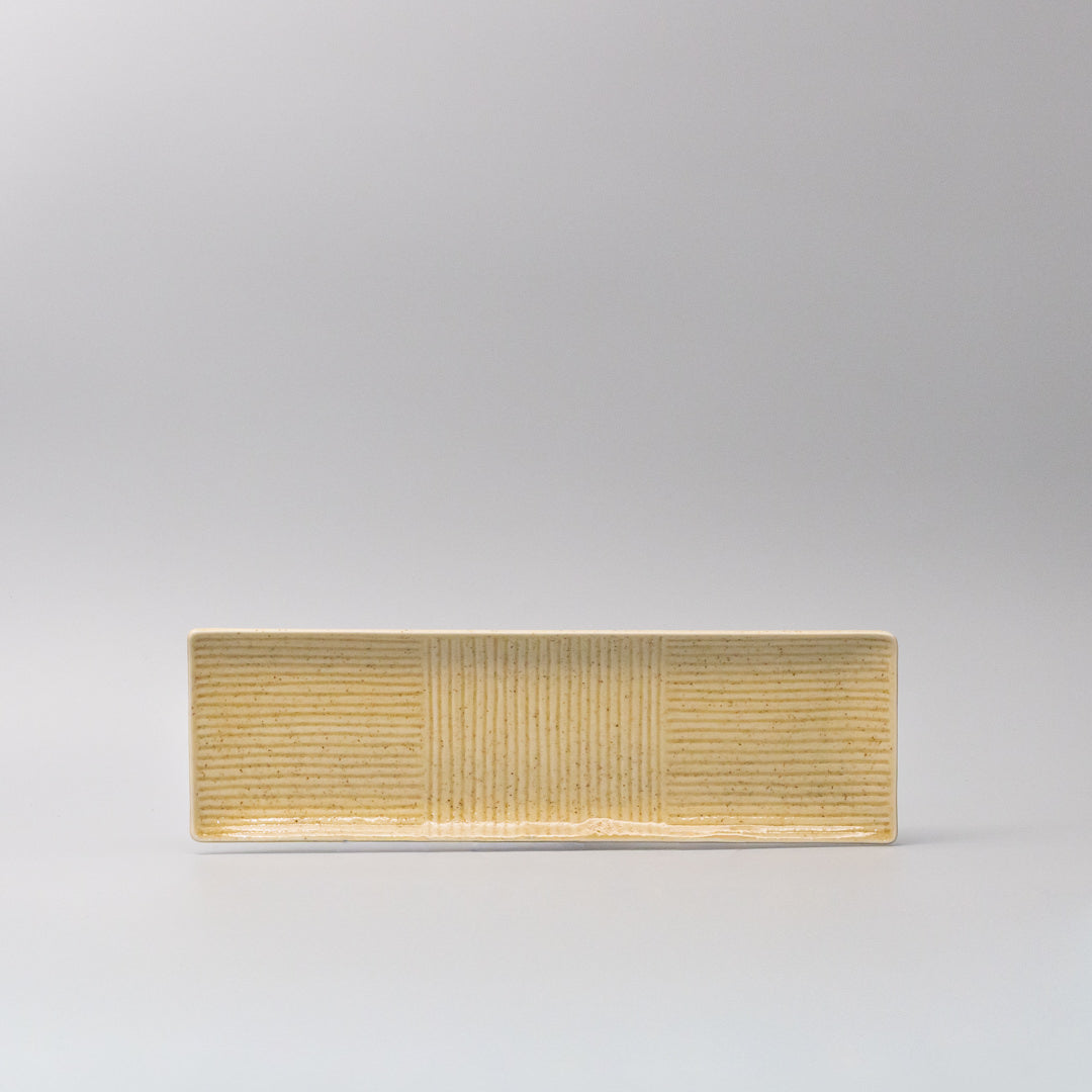 Premium 33x10cm Honey Glaze Rectangular Ceramic Sashimi Plate Dishwasher Microwave Safe