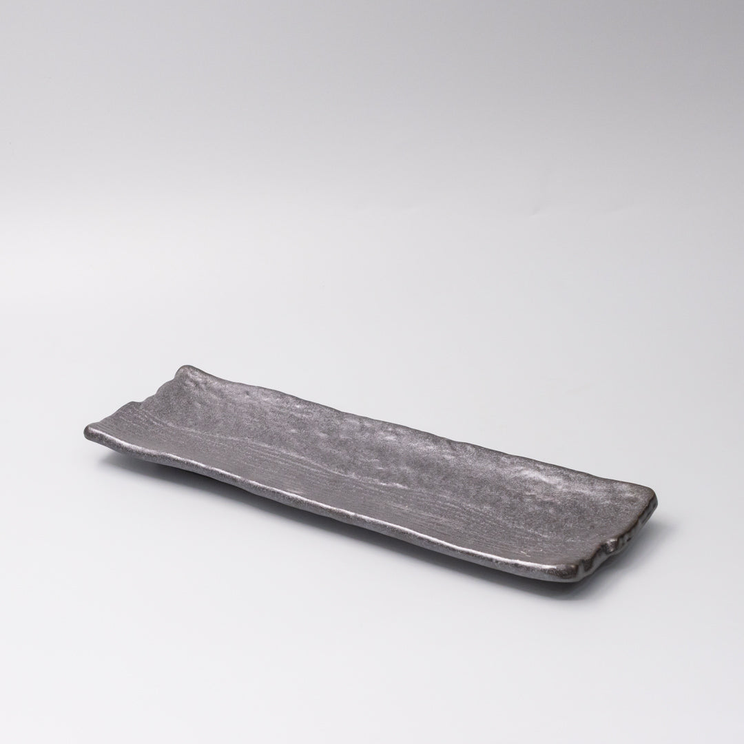 Premium 33x11cm Matte Black Glaze Rectangular Ceramic Plate