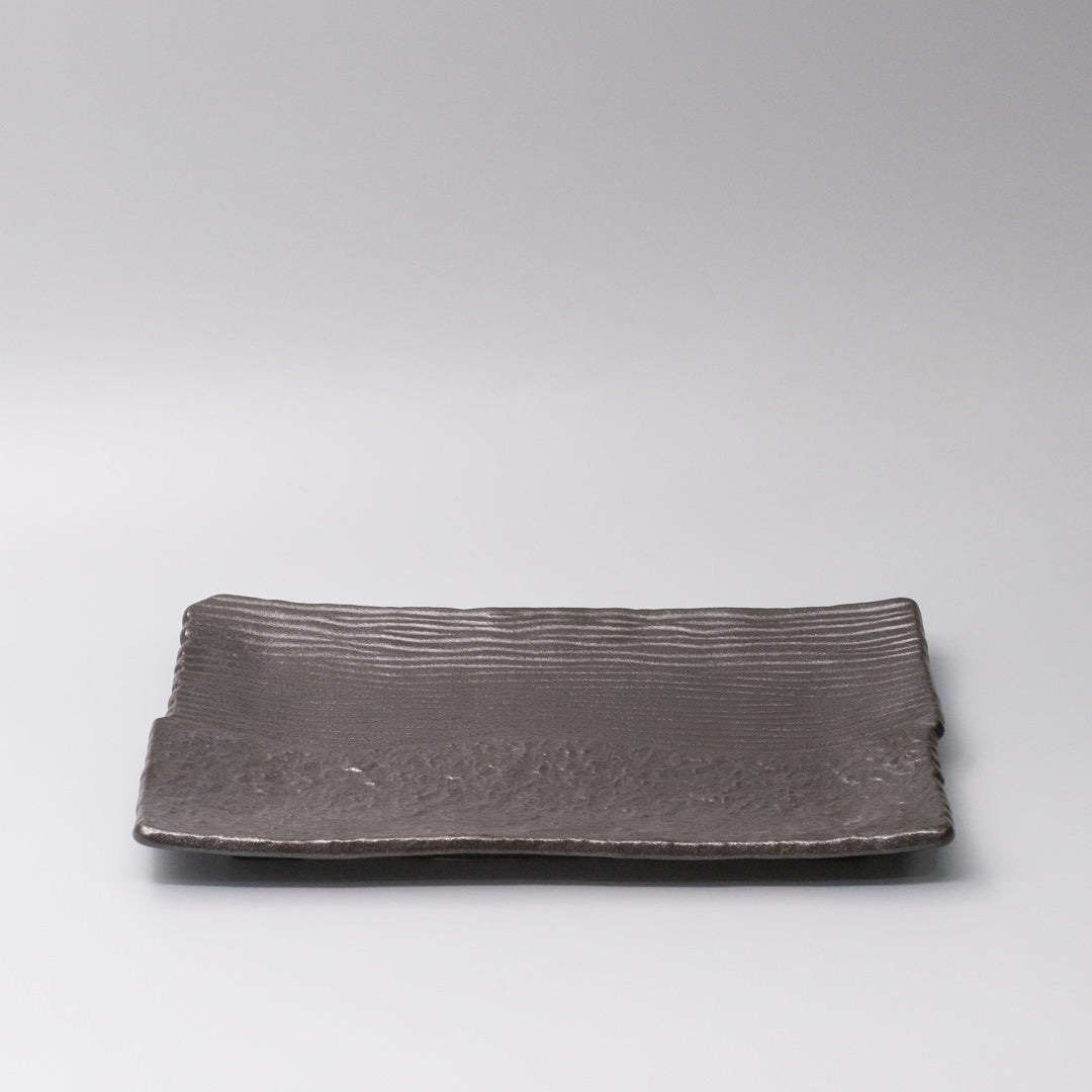 Premium 32cm Matte Black Glaze Rectangular Ceramic Platter Japanese Tableware
