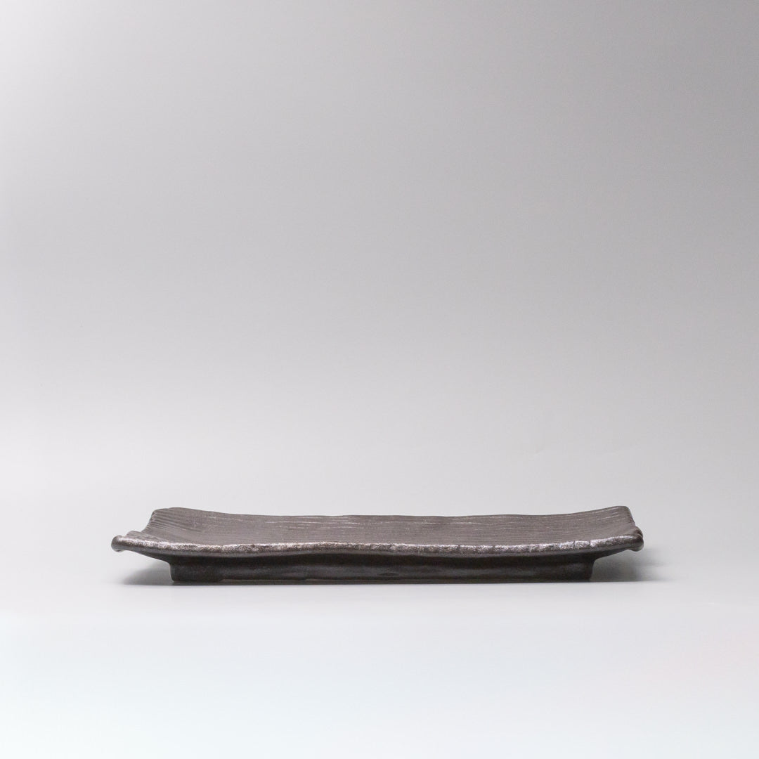 Premium 32cm Matte Black Glaze Rectangular Ceramic Platter Japanese Tableware
