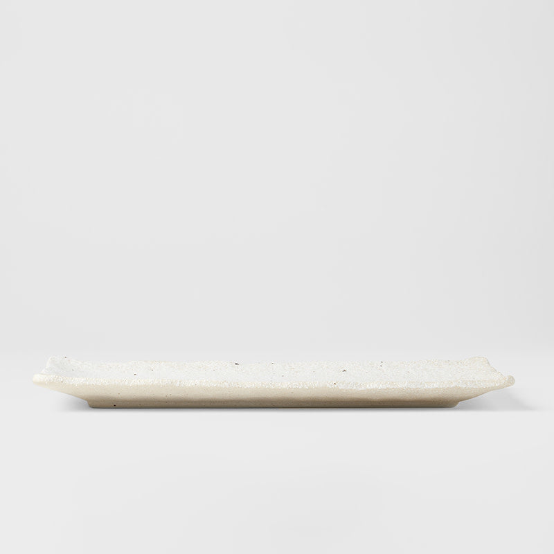 Premium 29cm Shell White Glaze Ceramic Sashimi Plate Dishwasher Microwave Safe