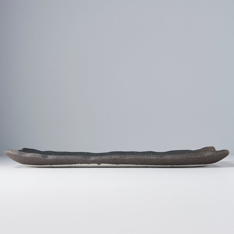 Premium Rectangular Ceramic Platter – Grey Stone Slab Glaze 35 x 20cm