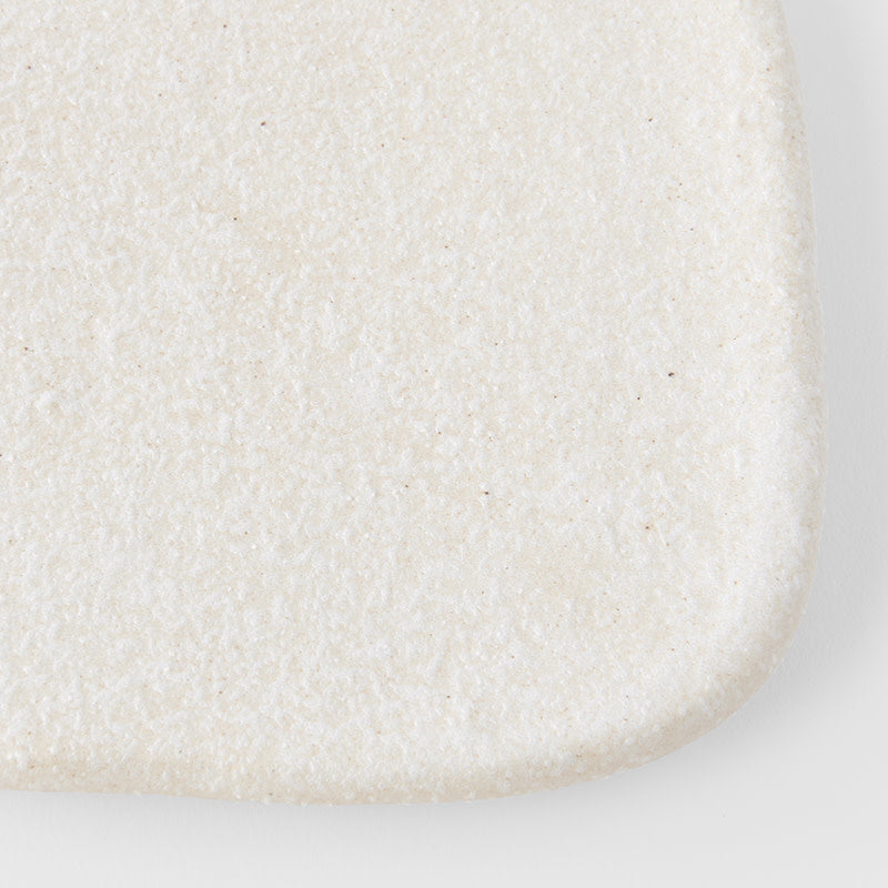 Premium 19cm Shell White Glaze Square Ceramic Plate Microwave Safe