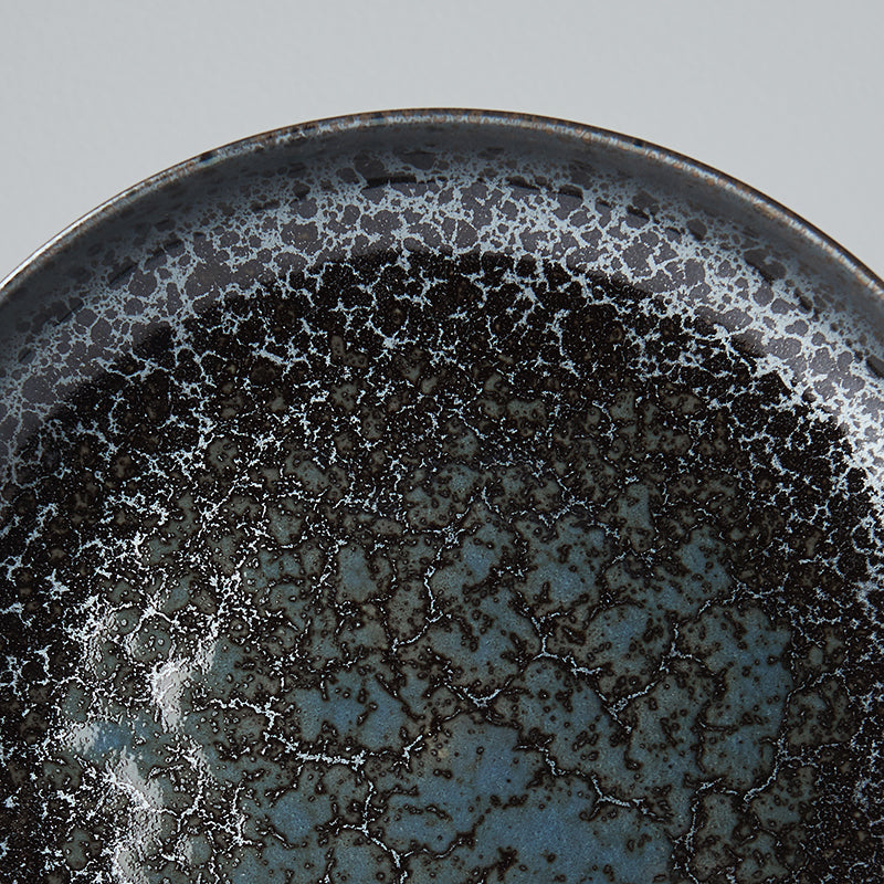 Premium High Rim Ceramic Plate – Black Pearl Glaze 22cm