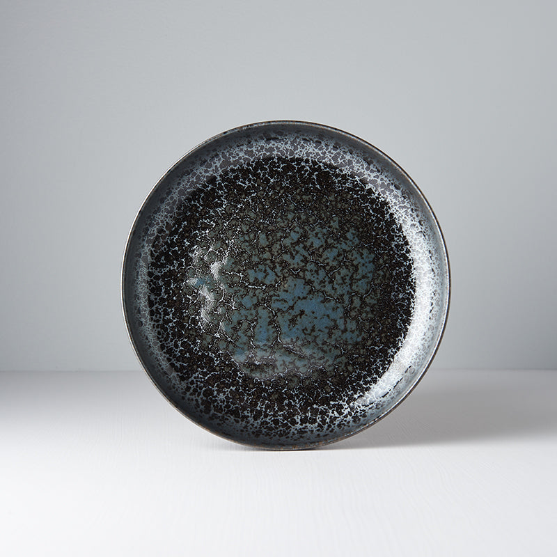Premium High Rim Ceramic Plate – Black Pearl Glaze 22cm