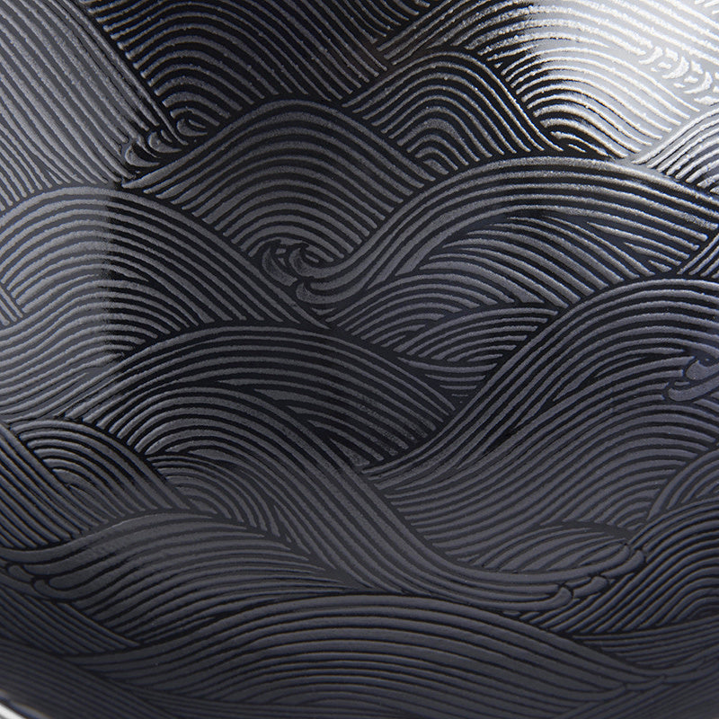 Premium Ramen Bowl – Black Wave Glaze 24.5cm, 900ml