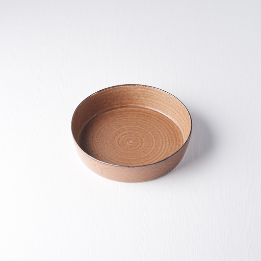 Premium 17cm Toffee Glaze High Rim Ceramic Plate Dishwasher Microwave Safe