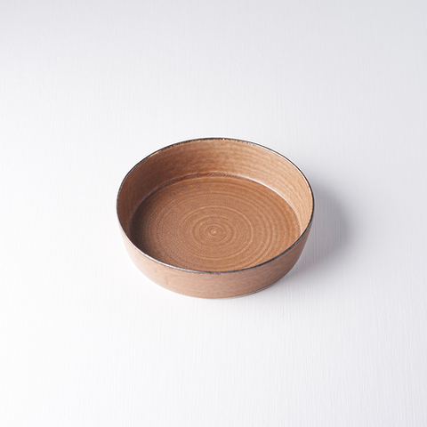 Premium 17cm Toffee Glaze High Rim Ceramic Plate Dishwasher Microwave Safe