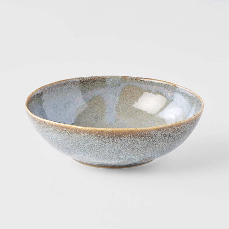 Premium Oval Ceramic Bowl – Steel Grey Glaze 14 x 12.5cm, 200ml