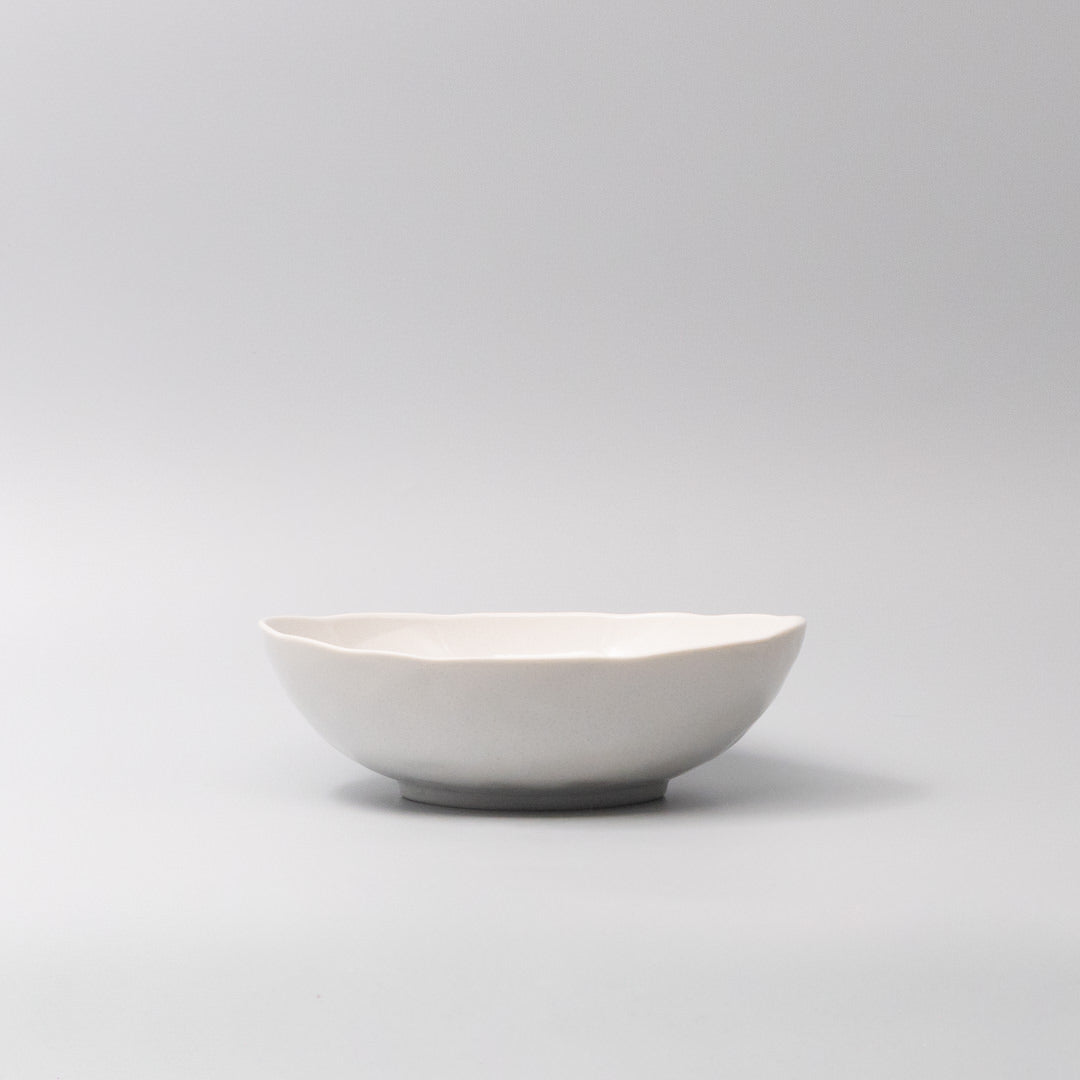 Premium 20cm Parchment White Glaze Oval Ceramic Bowl 600ml