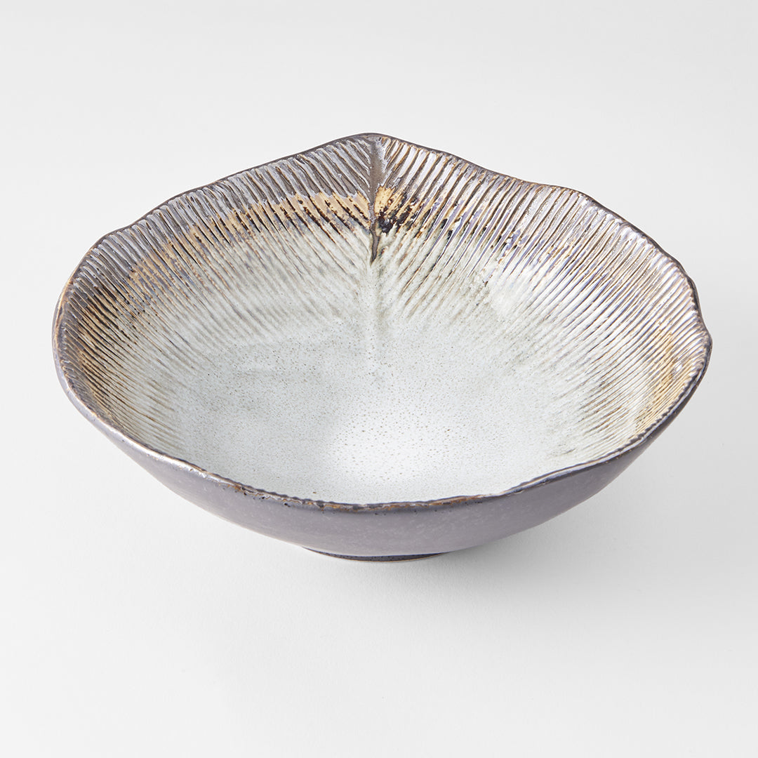 Premium Irregular Ceramic Bowl – Akane Grey Glaze 22cm