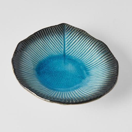 Premium Leaf Shape Plate – Sky Blue Glaze 15.5cm