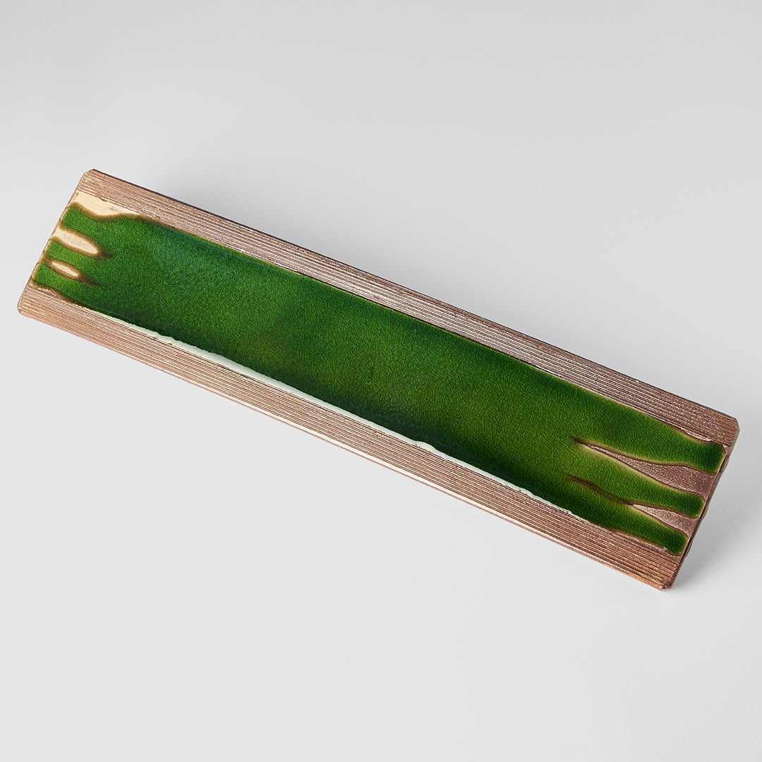 Premium 52cm Earth Bright Green Glaze Rectangular Ceramic Serving Platter