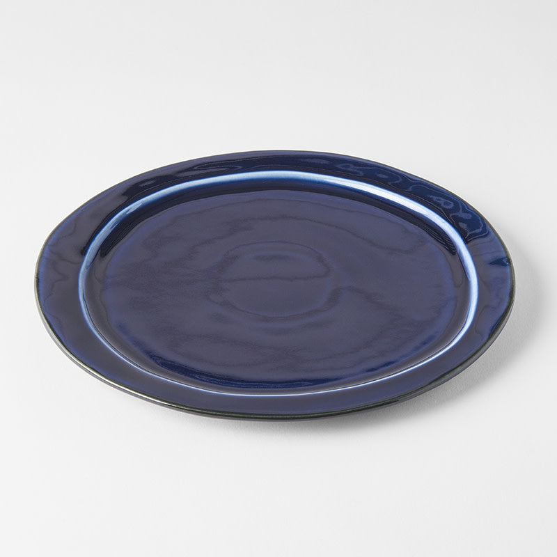 Premium Organic Flat Plate – Sapphire Blue Glaze 25.5cm