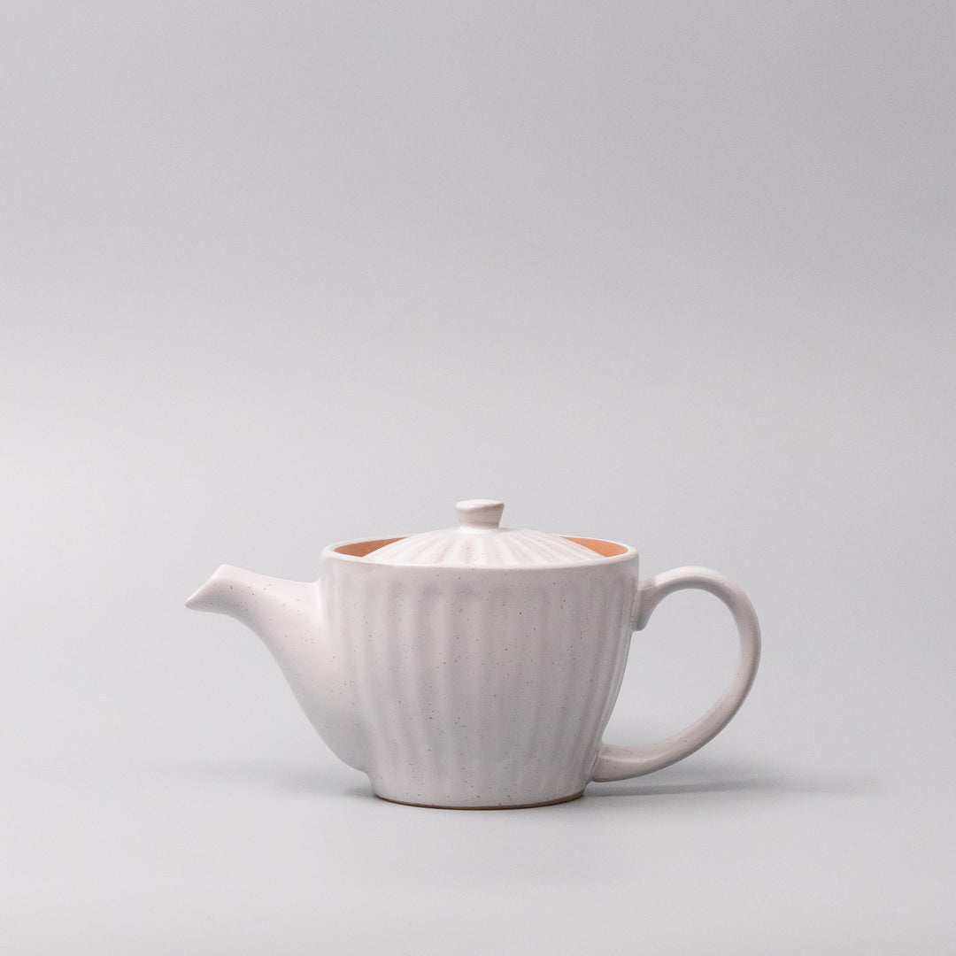 Premium 480ml Speckled White Ridge Glaze Ceramic Teapot Japanese Tea Pot