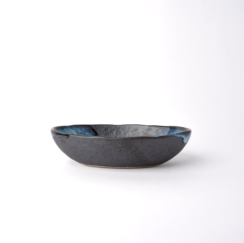 Premium Organic Oval Bowl – Light Brown Storm Glaze 19cm