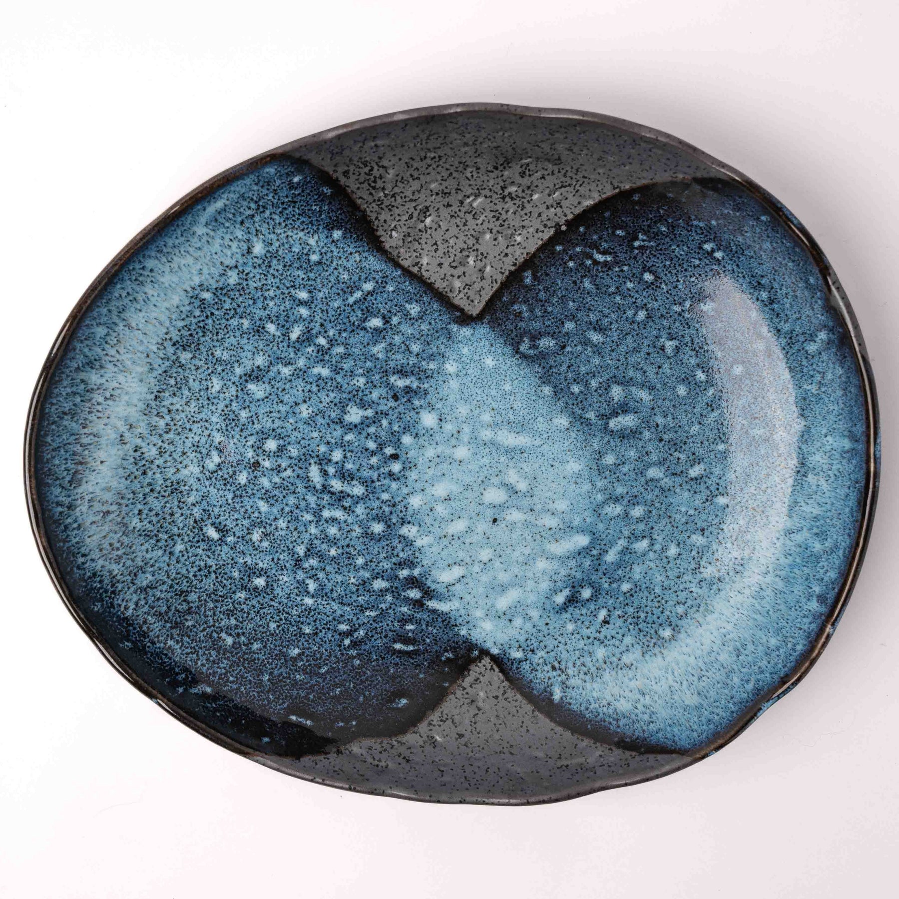 Premium 31cm Storm Glaze Organic Ceramic Platter Japanese Tableware