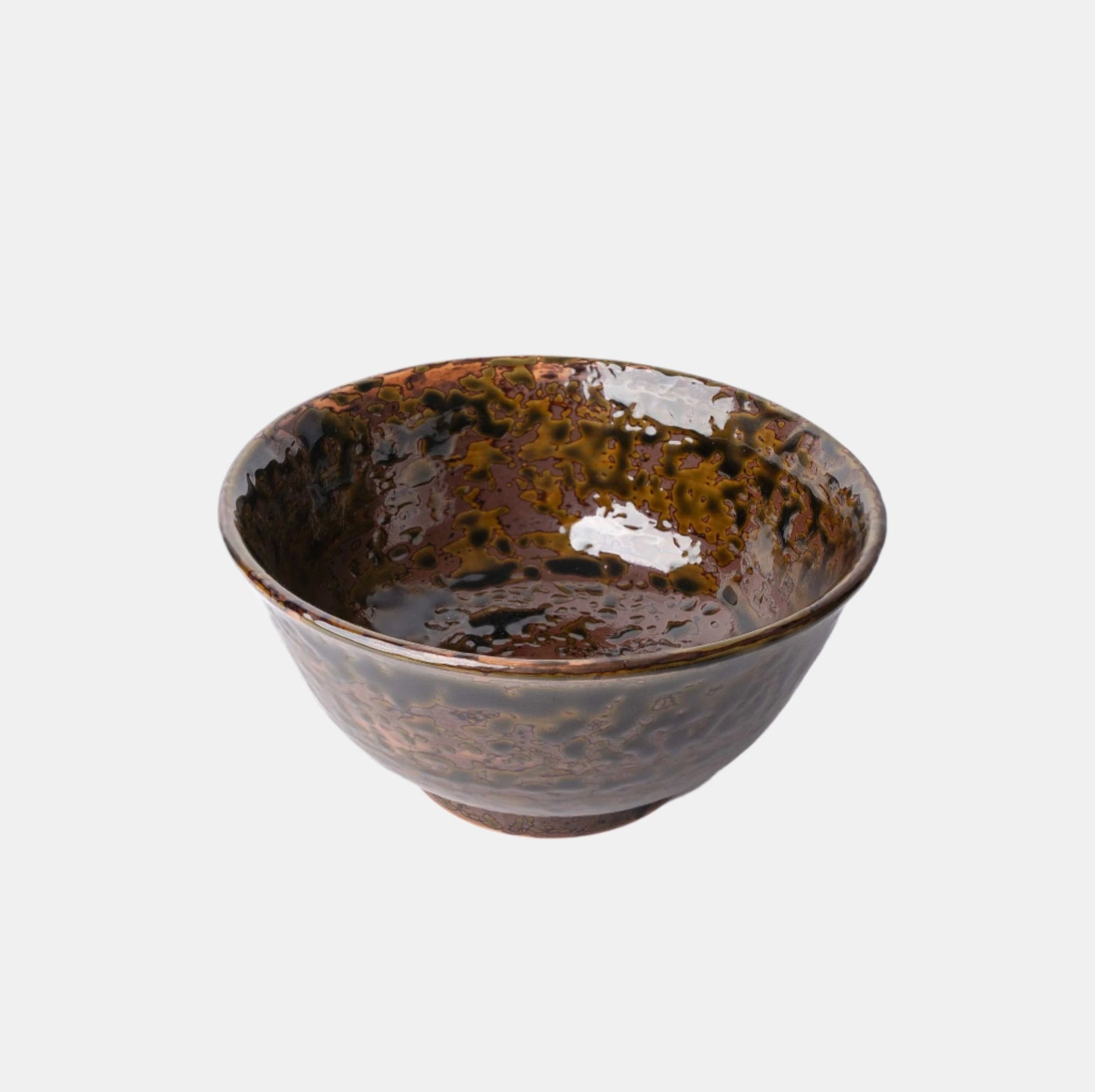 Premium Bowl – Light Brown Moss Swirl Glaze 17cm