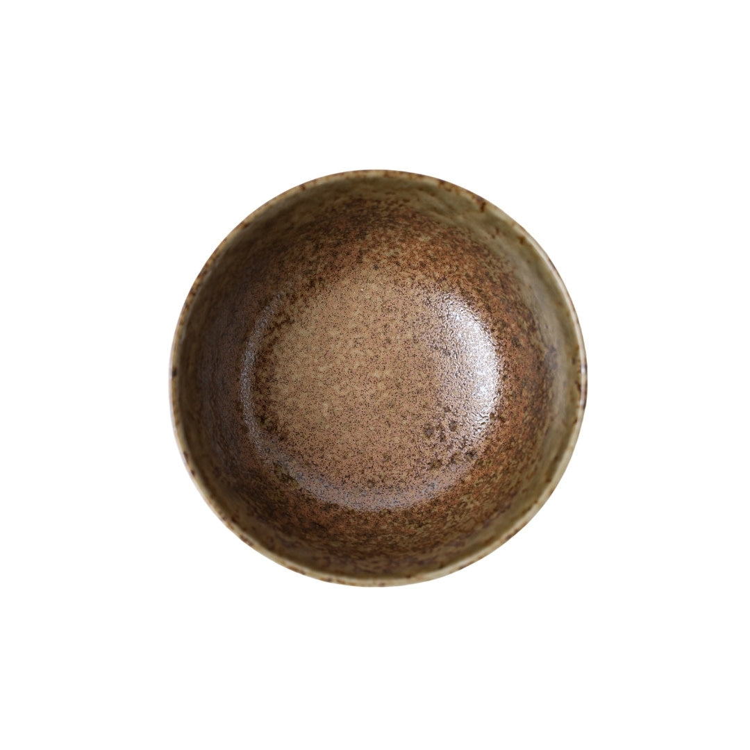 Premium Ceramic Fluted Udon Bowl – Brown Chestnut Glaze 17cm