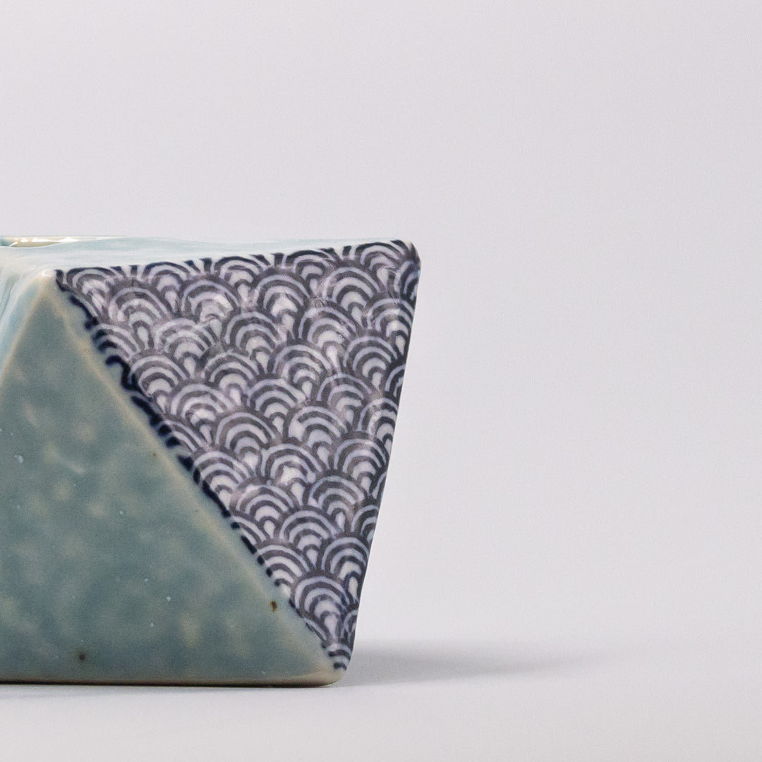 Triangular Turquoise Wave Vase 4.5cm Decorative Mini Vase