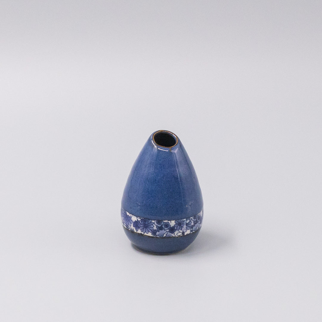 Indigo Yuzen Pinecone Vase 10cm Sapphire Blue Decorative Floral Display