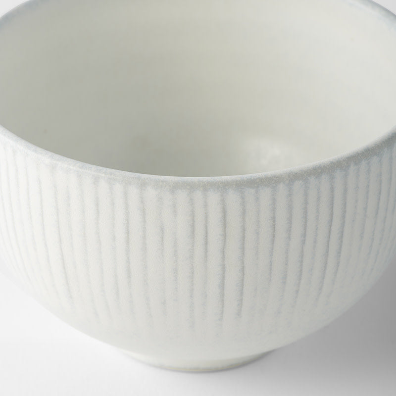 Premium Rice Bowl – White Snow Leaf Glaze 10.5cm