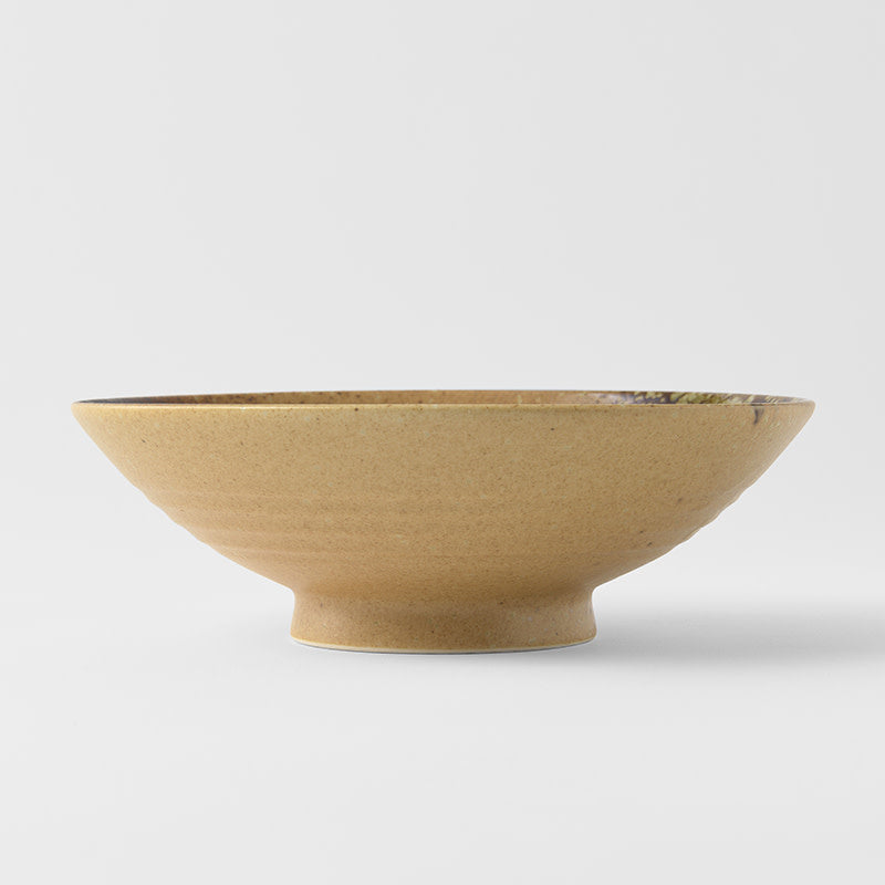 Premium Ceramic Ramen Bowl – Brown Wabi Sabi Glaze 24.5cm