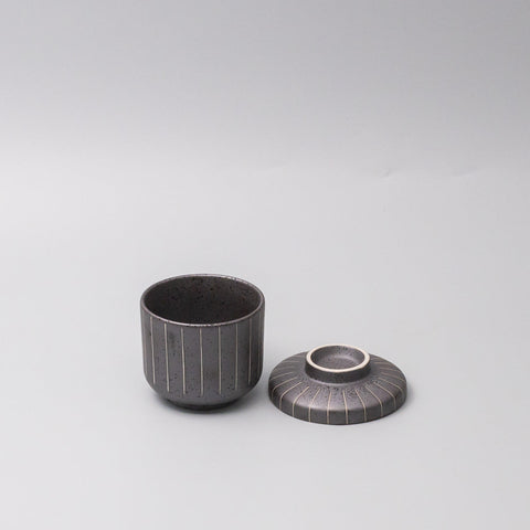 170ml Matt Black Stripe Glaze Chawanmushi Cup Japanese Steamed Egg Bowl