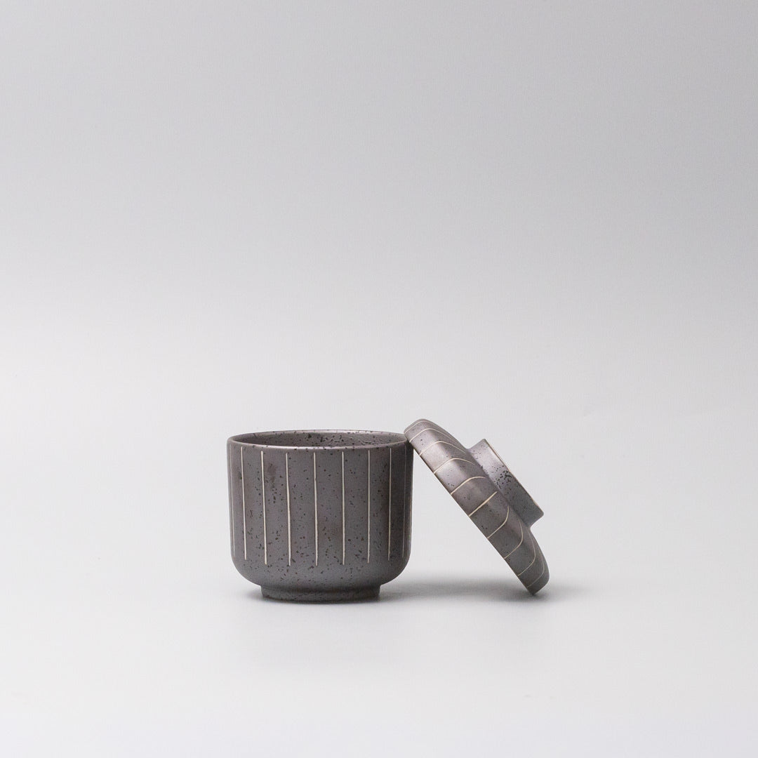 170ml Matt Black Stripe Glaze Chawanmushi Cup Japanese Steamed Egg Bowl