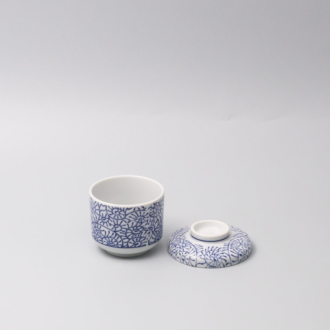 Premium 170ml Blue Paisley Glaze Chawanmushi Cup Japanese Ceramic Bowl