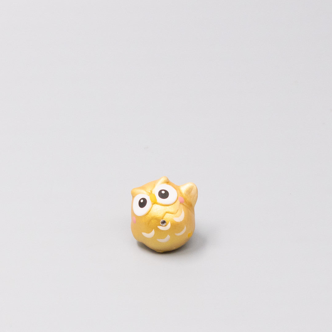Lucky Gold Owl Okimono Ornament Set of 15 Mini 4cm Decorations