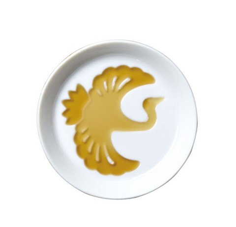 Premium 8.2cm Silhouette Crane Ceramic Sauce Dish Japanese Tableware