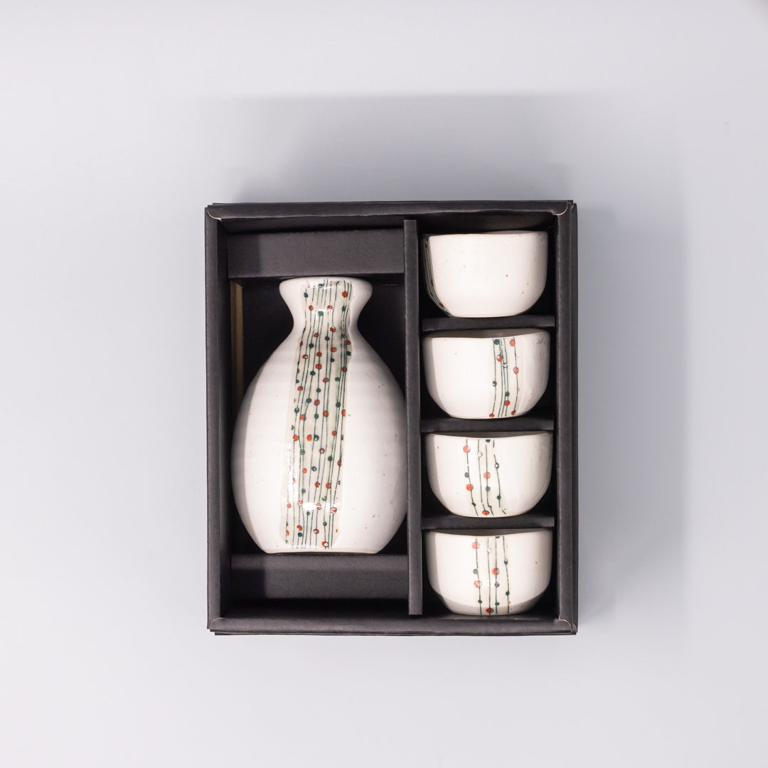 Premium Sake Set for Four – White Abacus Glaze 330ml, 4 Piece