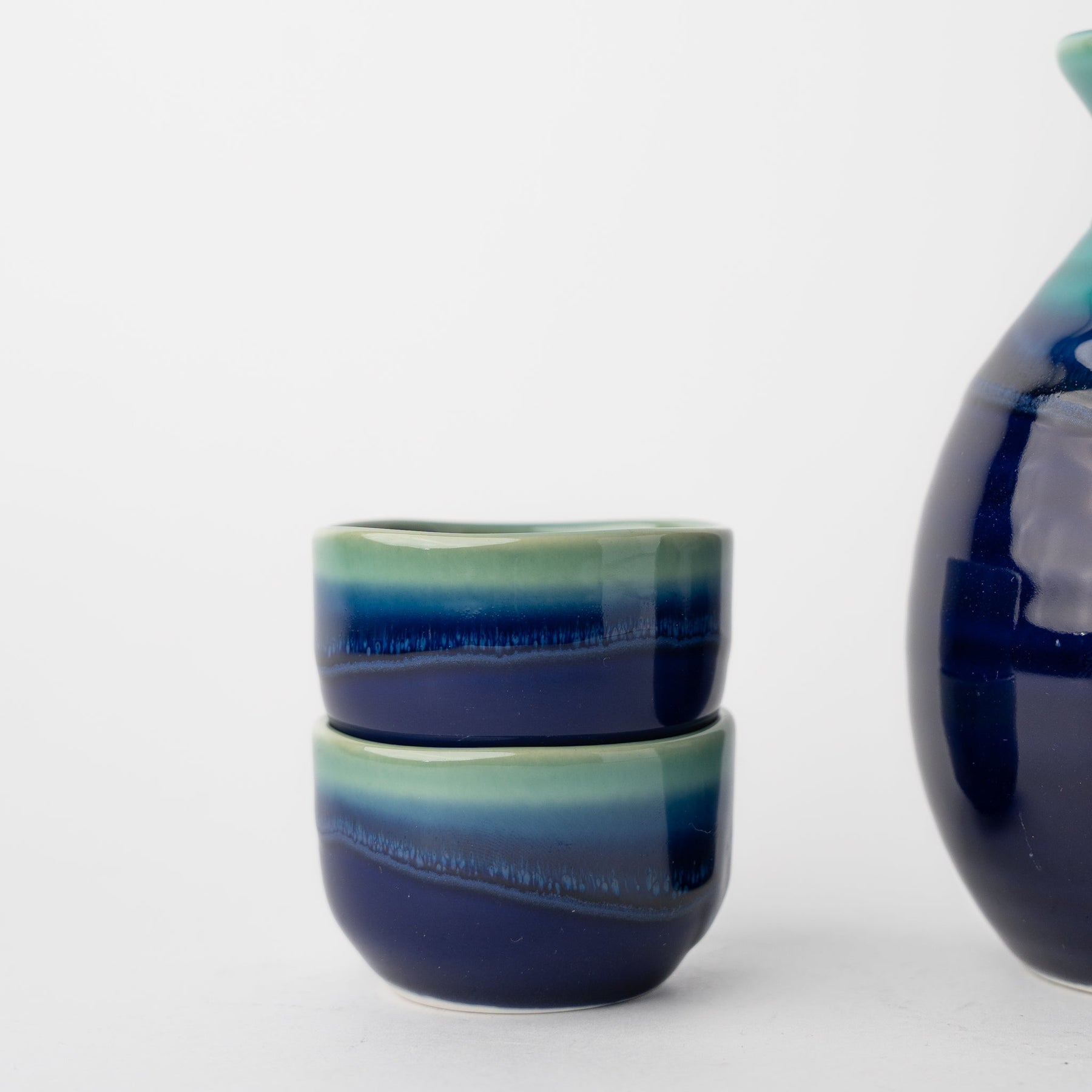 Premium Sake Set for Four – Cobalt Teal Glaze 330ml, 4 Piece
